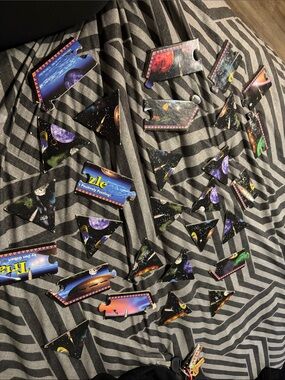 Space-Themed Jigsaw Puzzle Pieces - Black, Purple, Blue Accents